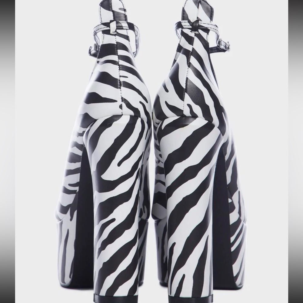Zebra Print Block Heels - image 2